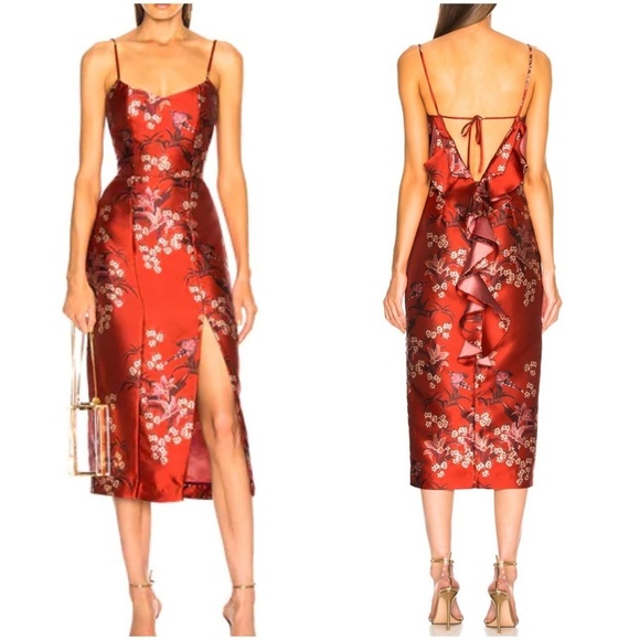 JOHANNA ORTIZ El Dia Que Me Quieras Dress Renaissance Victorian Red Ruffle satin - Picture 1 of 17